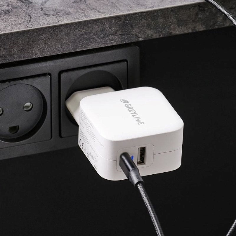 GreyLime 38W Power Delivery Vægoplader - 1 x USB-C / 1 x USB-A - Hvid