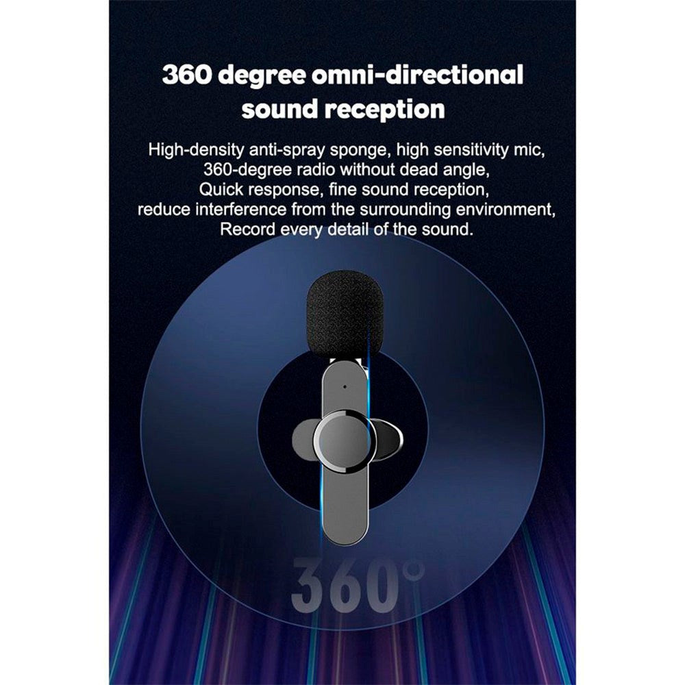 Lippa trådløs lavalier mikrofon m. USB-C - Svart