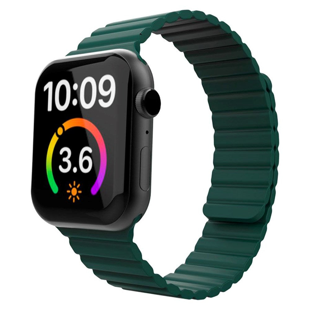 Lippa Apple Watch (42/44/SE/45/46/49 mm) magnetisk silikonrem - mørkegrønn