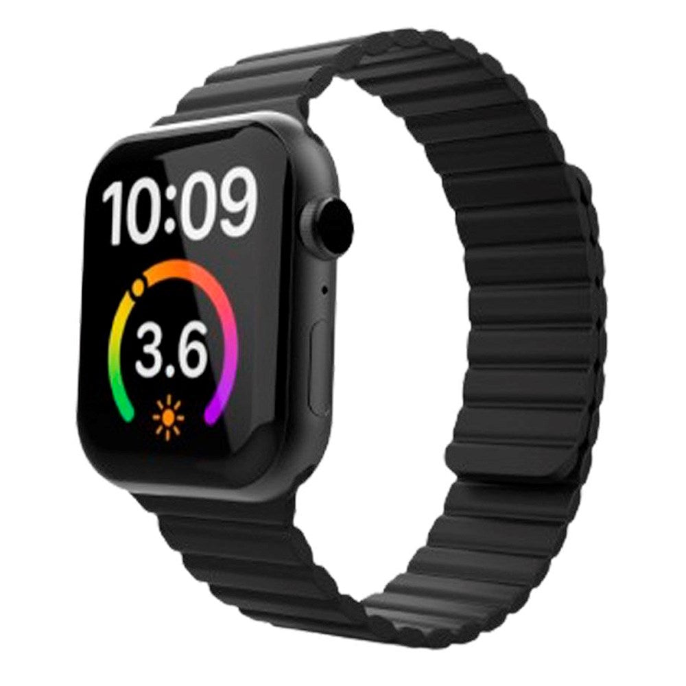 Lippa Apple Watch (42/44/SE/45/46/49 mm) magnetisk silikonrem - svart