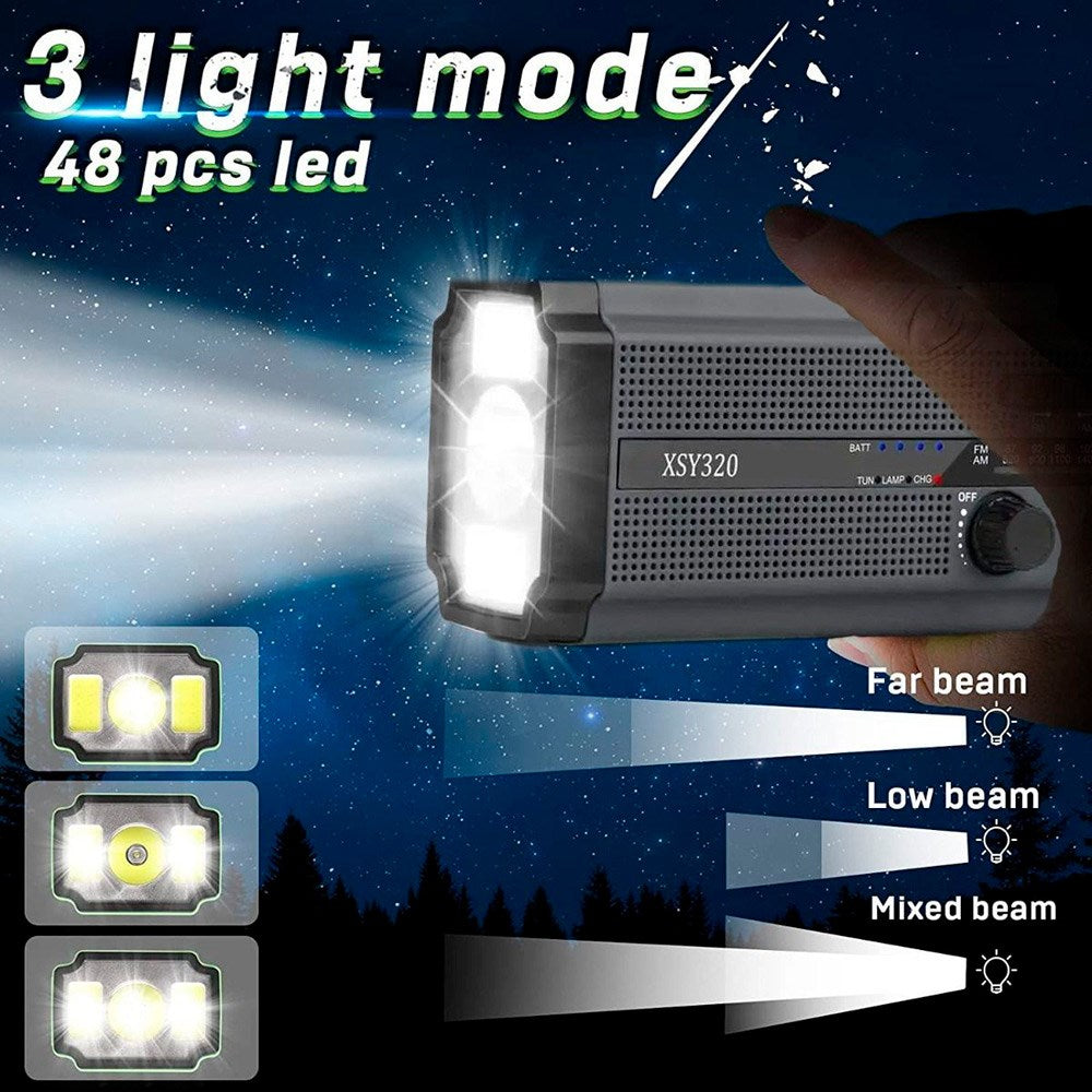 Lippa nødradio m. Solar PowerBank 4500mAh og lommelykt - svart