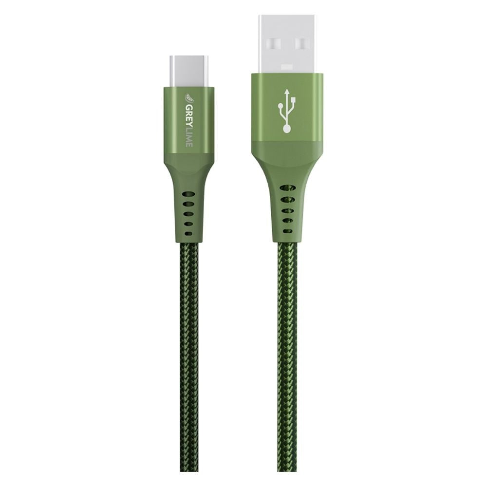 GreyLime 15W Braided USB-A til USB-C Kabel 50 centimeter - Grøn