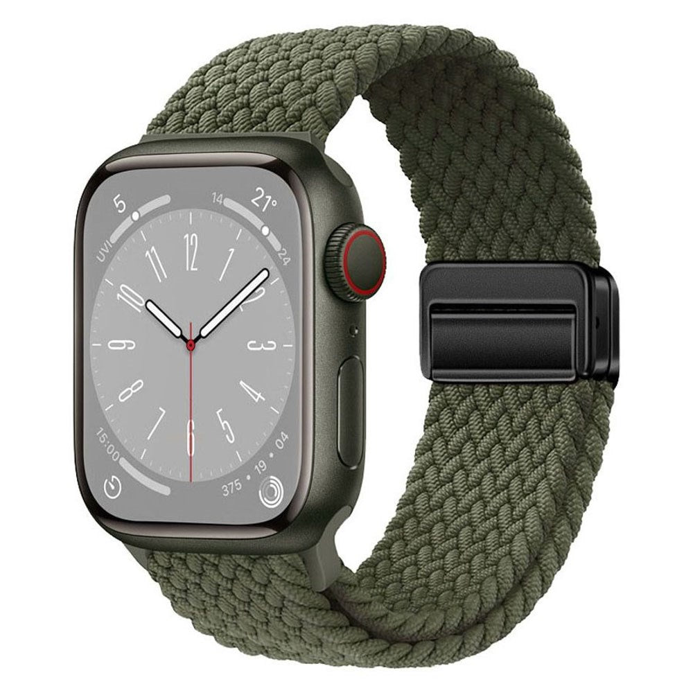Apple Watch (38/40/SE/41/42mm) Nylon Rem Lippa - Magnetisk Lås - Grøn