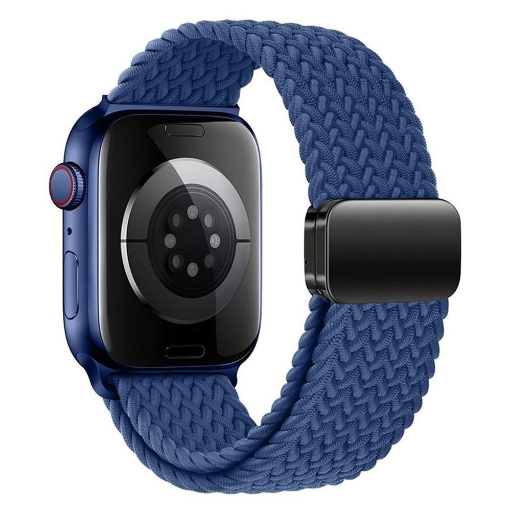 Apple Watch (42/44/SE/45/46/49mm) Nylon Rem Lippa - Magnetisk Lås - Blå
