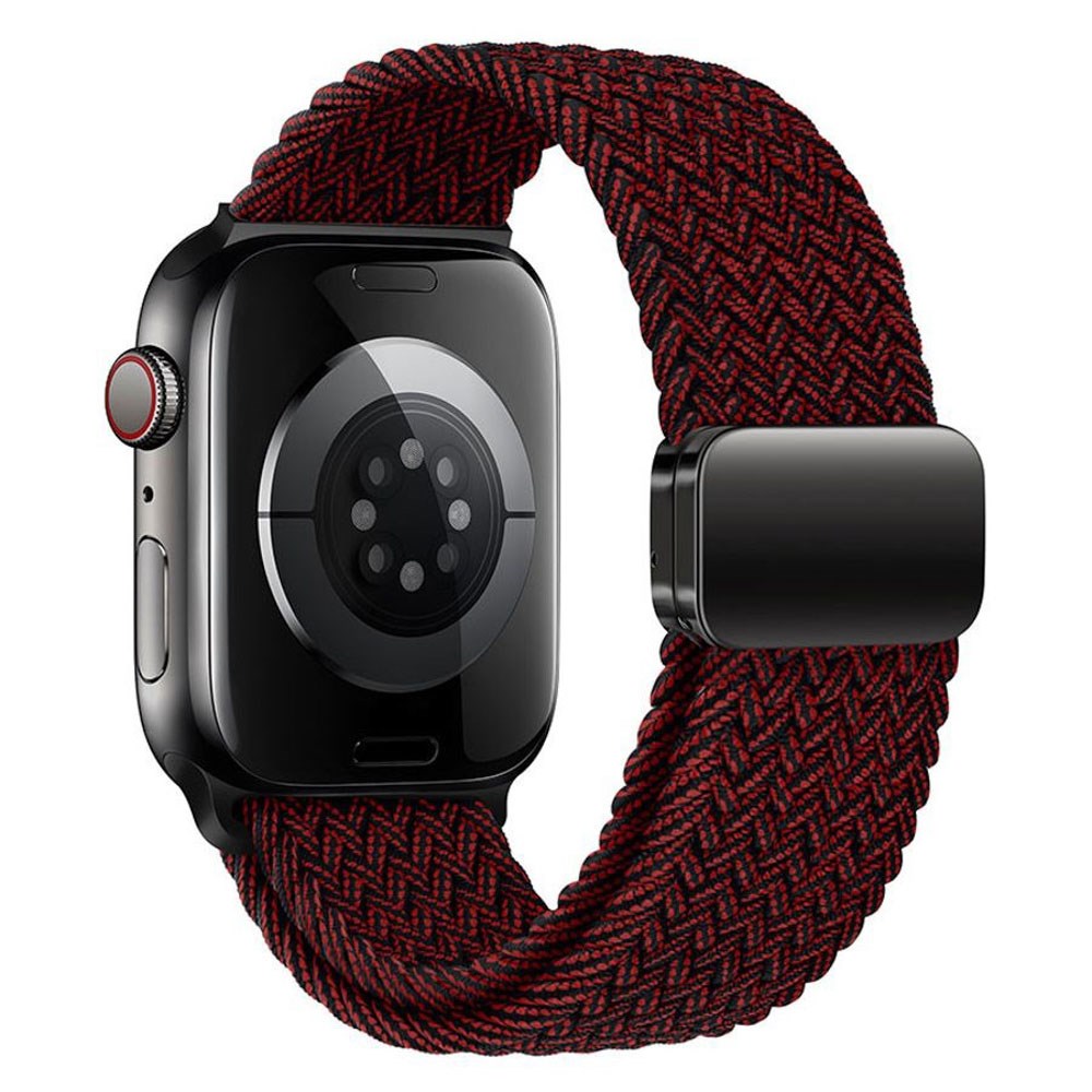 Apple Watch (42/44/SE/45/46/49mm) Nylon Rem Lippa - Magnetisk Lås - Rød