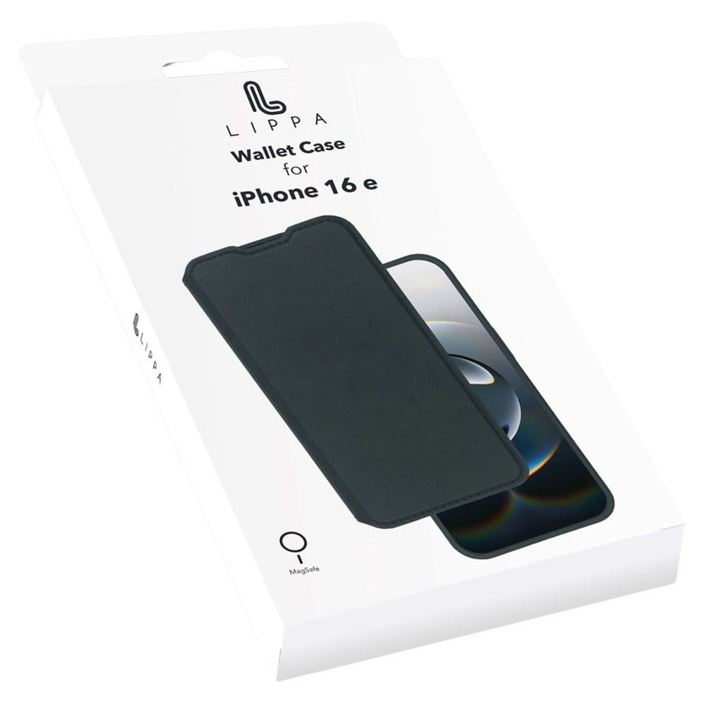 iPhone 17e / 16e Lippa Kunstlæder Wallet Flip Cover - Sort