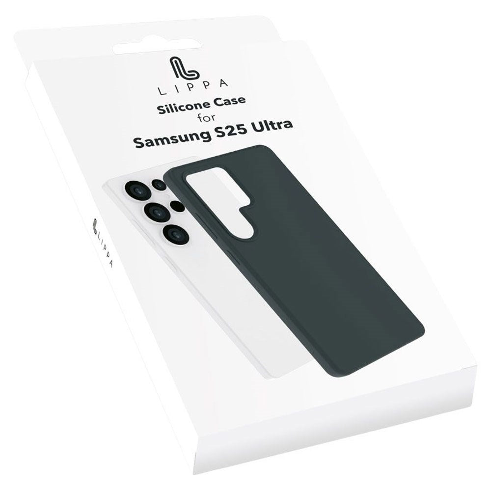 Samsung Galaxy S25 Ultra Lippa Silikone Bagside Cover - Sort