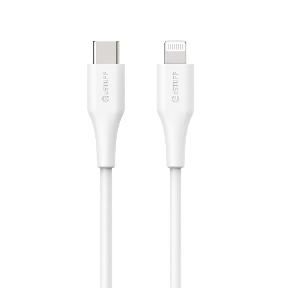 eSTUFF INFINITE MFI 3 m USB-C til Lightning-kabel - 12W - 100 % resirkulert plast - Hvit