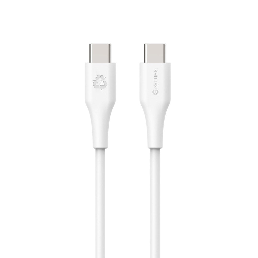 eSTUFF INFINITE 1 m USB-C til USB-C-kabel 60W - 100 % resirkulert plast - hvit
