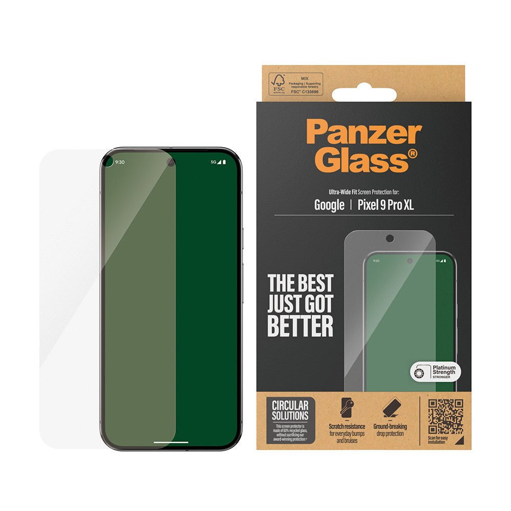 Google Pixel 9 Pro XL PanzerGlass Ultra Wide Fit Skjermbeskytter - Platinum Styrke - Gjennomsiktig