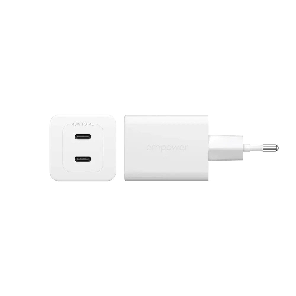 empower by PanzerGlass Turbo Vægoplader - 2x USB-C - 45W - Silver White