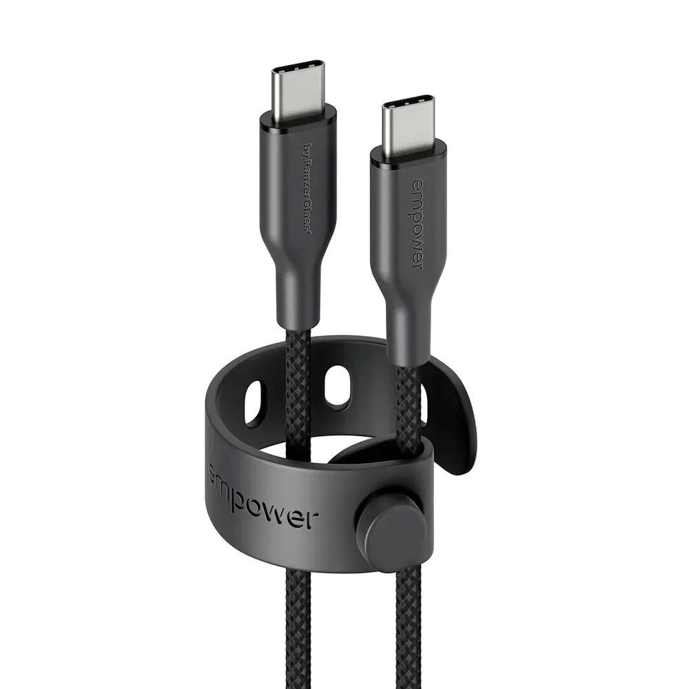 empower by PanzerGlass Racing 2m / 60W USB-C til USB-C Kabel - Space Black