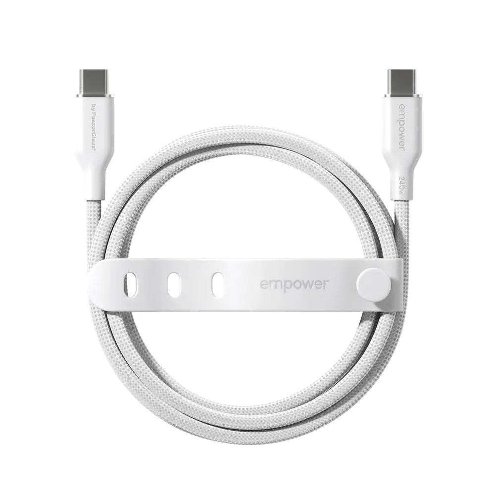 empower by PanzerGlass Racing 1.2m / 240W USB-C til USB-C Kabel - Silver White