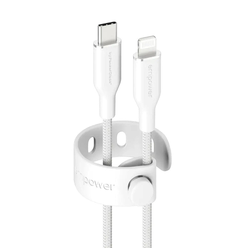 empower by PanzerGlass Racing 1.2m / 60W USB-C til Lightning Kabel - Silver White