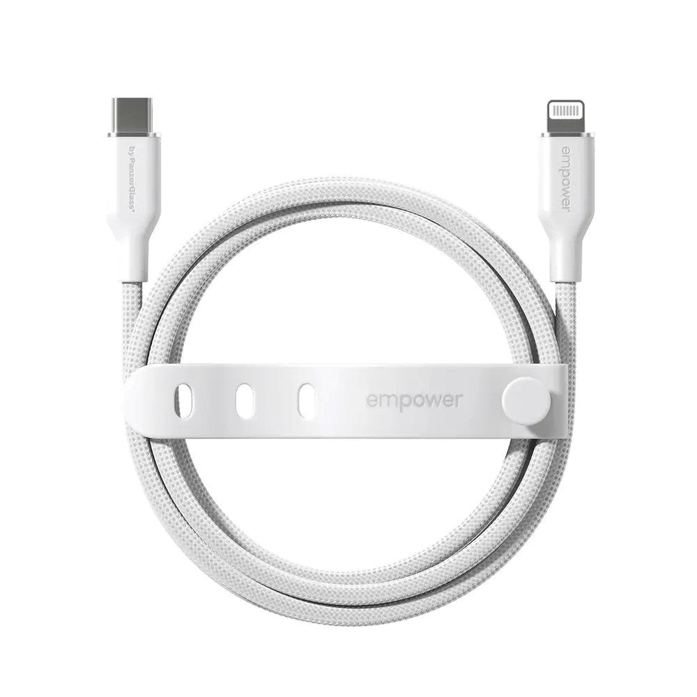empower by PanzerGlass Racing 1.2m / 60W USB-C til Lightning Kabel - Silver White