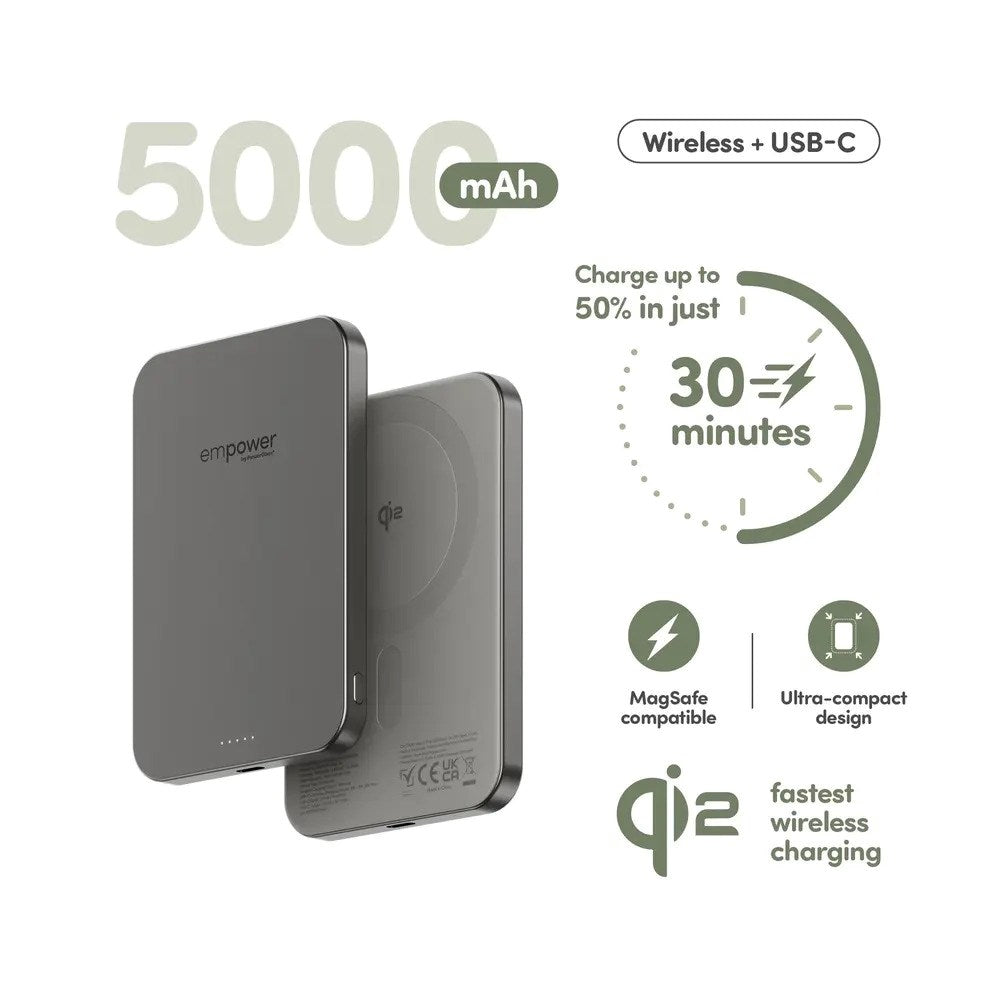 empower by PanzerGlass 5000 mAh empower Bank - Qi2 / MagSafe Kompatibel - Titanium