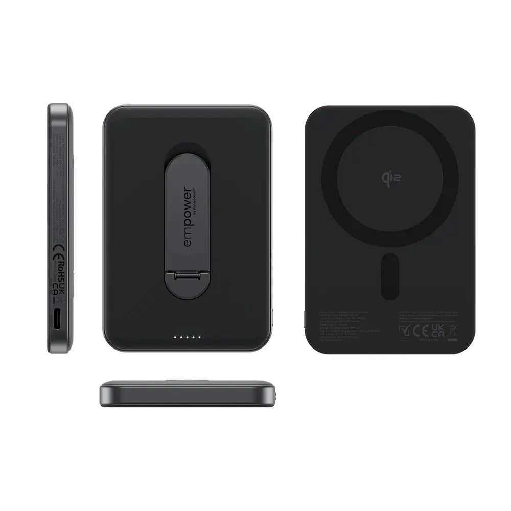 empower by PanzerGlass 5000 mAh empower Bank m. Spin Stand - Qi2 / MagSafe Kompatibel - Space Black