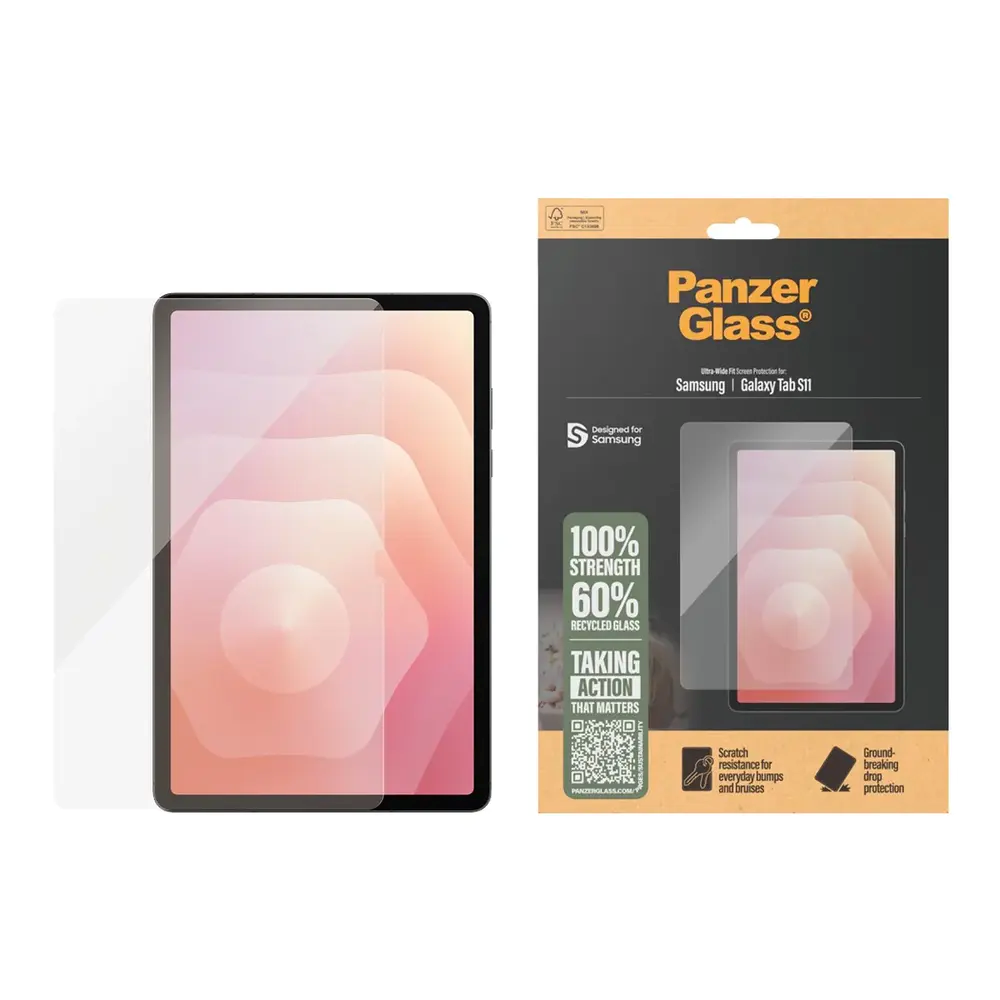 PanzerGlass Samsung Galaxy Tab S11 Skærmbeskyttelse - Ultra-Wide Fit - Gennemsigtig