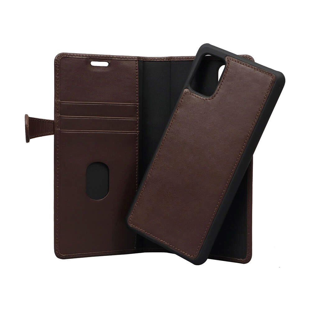 Buffalo - Samsung Galaxy A71 - 2-i-1 Ægte Læder Flip Cover - Brun
