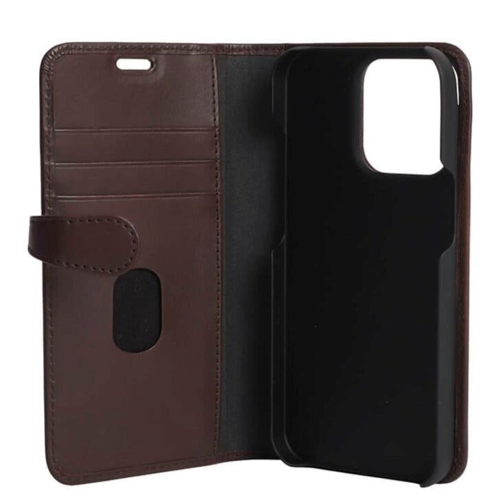 iPhone 13 Pro GEAR Buffalo 2-i-1 lommebok Magnet Flip-deksel i ekte skinn m. Lommebok - Brun