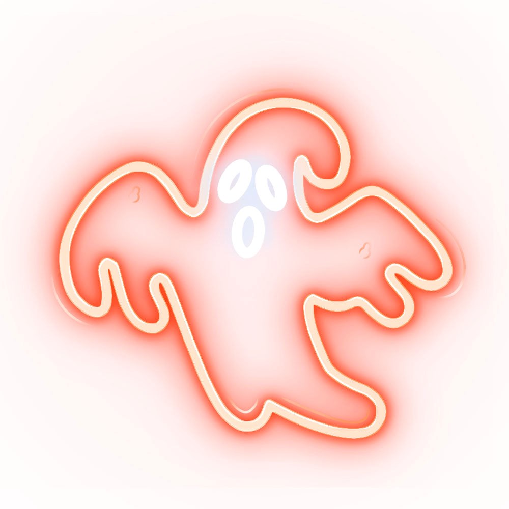 Neolia LED neonskilt Halloween - Rødt og hvitt lys m. Spøkelse