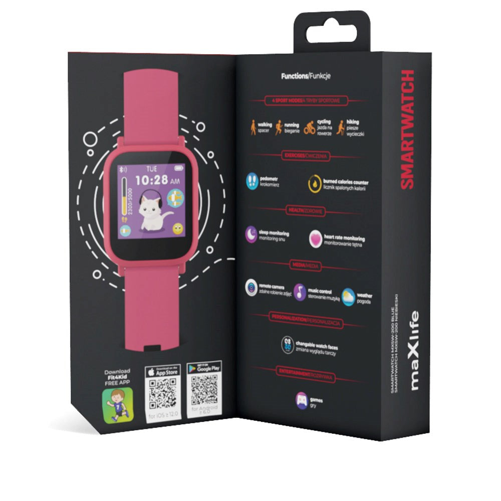 Maxlife MXSW-200 Smartwatch m. Pulsmåler og vanntett - Rosa