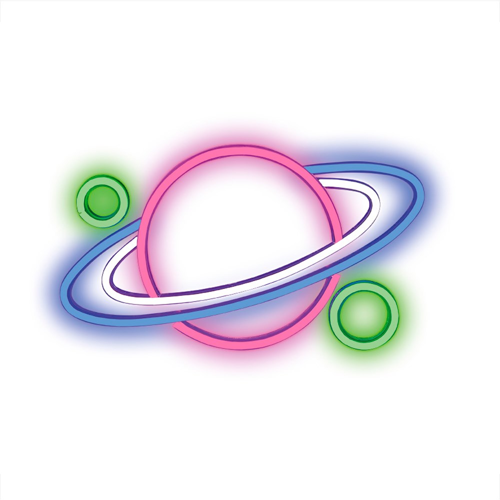 Forever Light Neon Sign LED - Flerfarget lys m. Planet