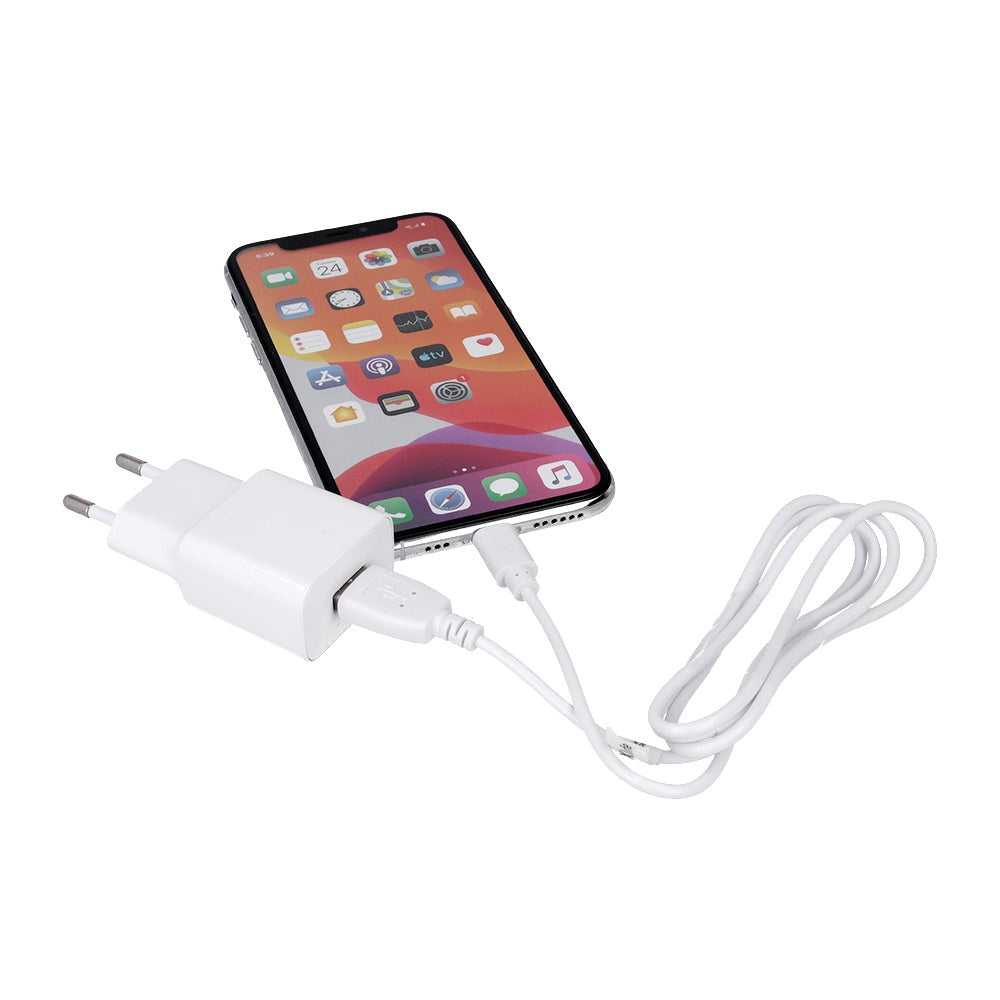 Maxlife Vegglader m. USB-A & USB-C-kabel 10,5W - Hvit
