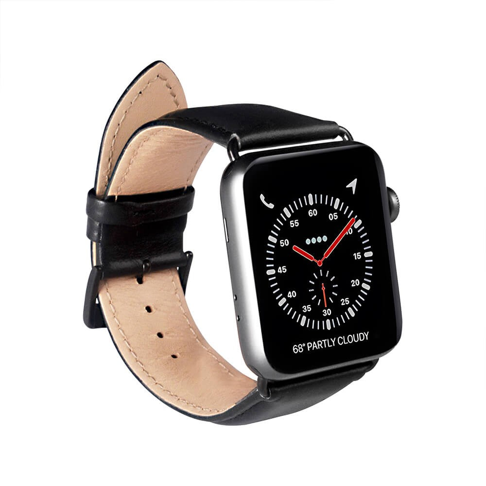 Apple Watch (38/40/SE/41/42 mm) GEAR Buffalo ekte lærrem - svart