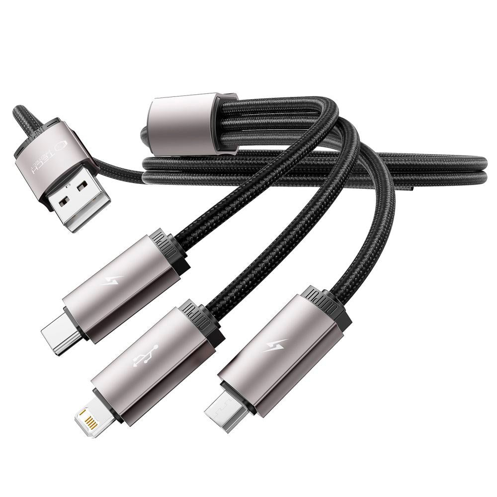 Tech-Protect Ultraboost 3-i-1 Lightning / USB-C / Micro-USB 3.5A-kabel - 1 m. - Grå