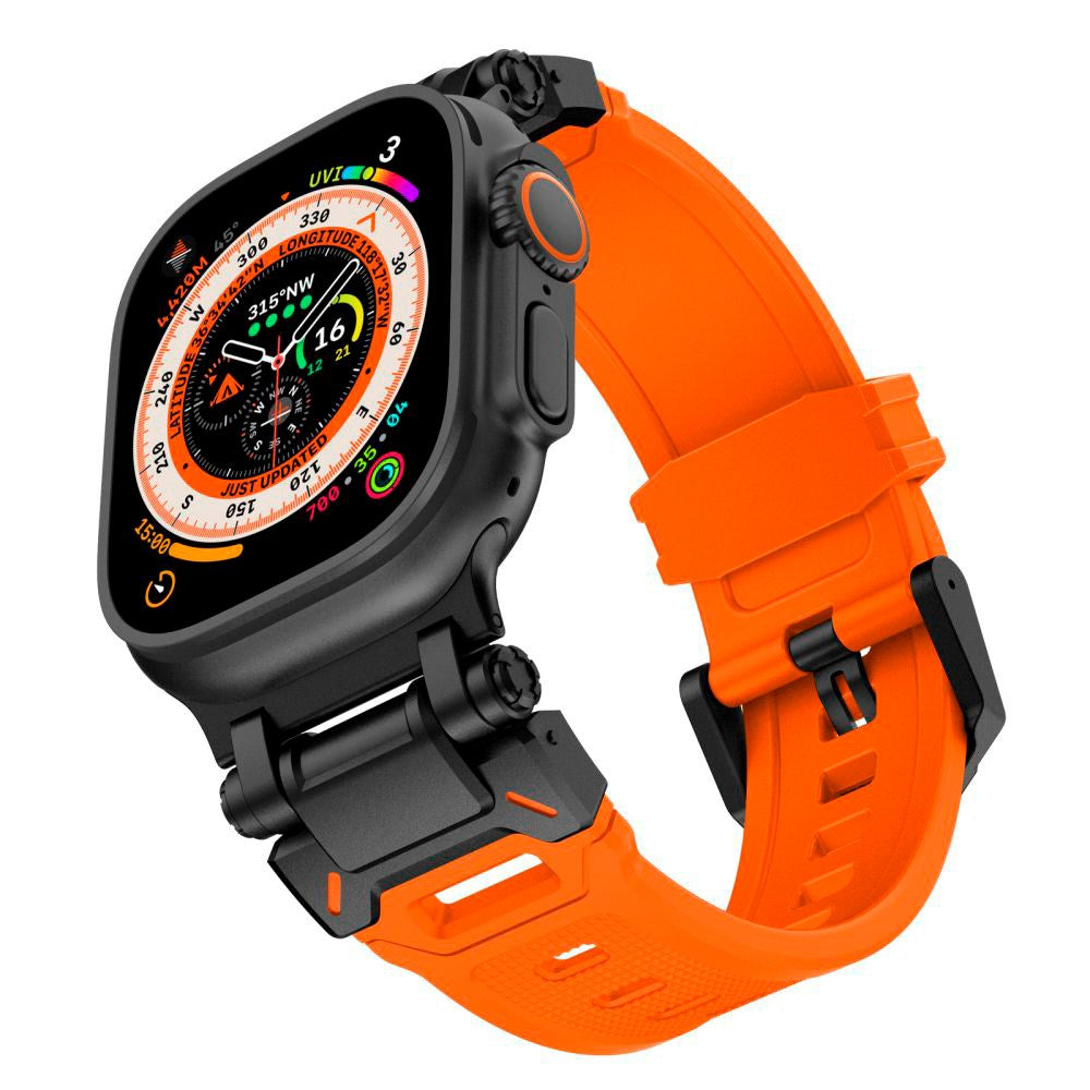 Tech-Protect Apple Watch (42/44/SE/45/46/49 mm) Delta Pro silikonrem - svart / oransje