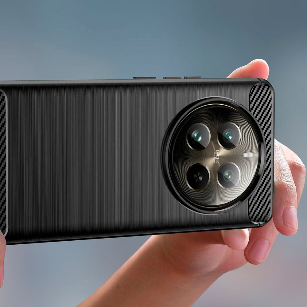 Realme 12 Pro (5G) / 12 Pro+ (5G) Tech-Protect fleksibelt plastkarbon bakdeksel - svart