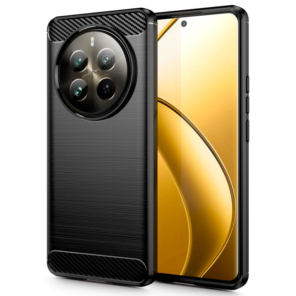 Realme 12 Pro (5G) / 12 Pro+ (5G) Tech-Protect fleksibelt plastkarbon bakdeksel - svart