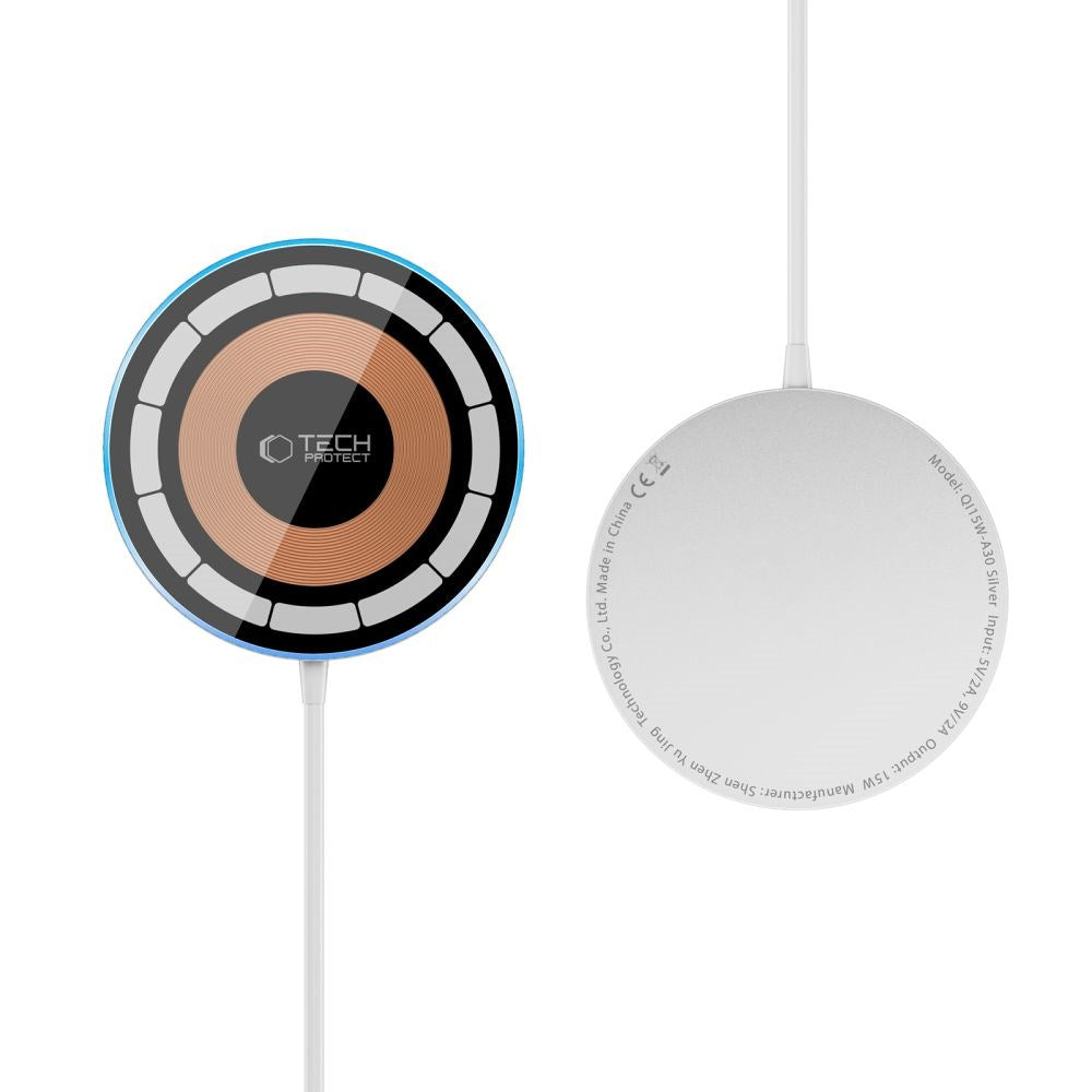 Tech-Protect QI-15W-A30 trådløs lader - MagSafe-kompatibel - Hvit