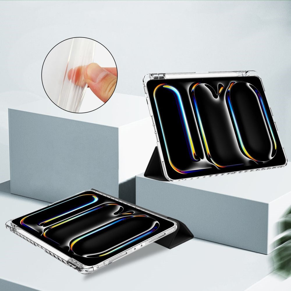 iPad Pro 11" (2025 / 2024) Tech-Protect SC Hybrid Flip Cover m. Apple Pencil Holder - Sort / Gennemsigtig