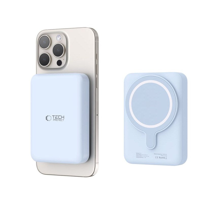Tech-Protect Wireless Powerbank 10000 mAh - MagSafe-kompatibel - Blå
