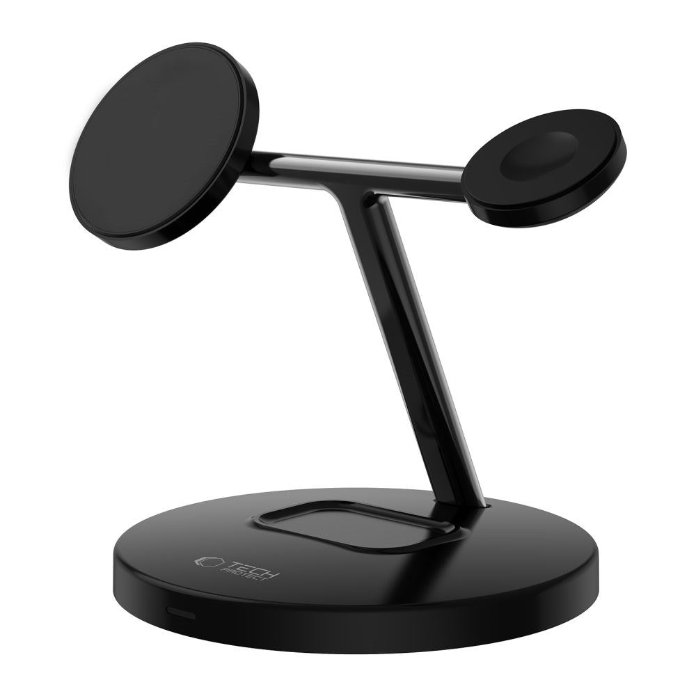Tech-Protect A35 3-i-1 magnetisk trådløs lader 15W - MagSafe-kompatibel - Svart