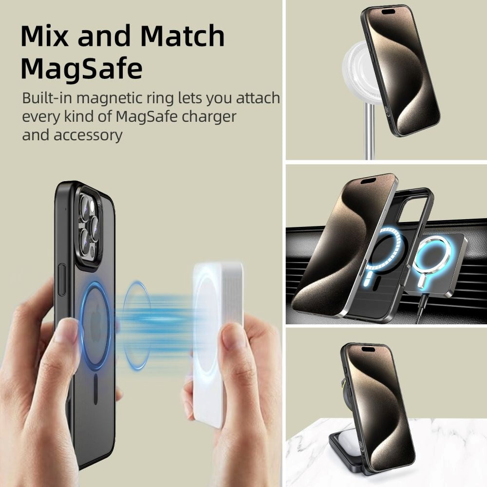 iPhone 16 Pro Max Tech-Protect MagMat Bakdeksel - MagSafe-kompatibel - Matt Svart