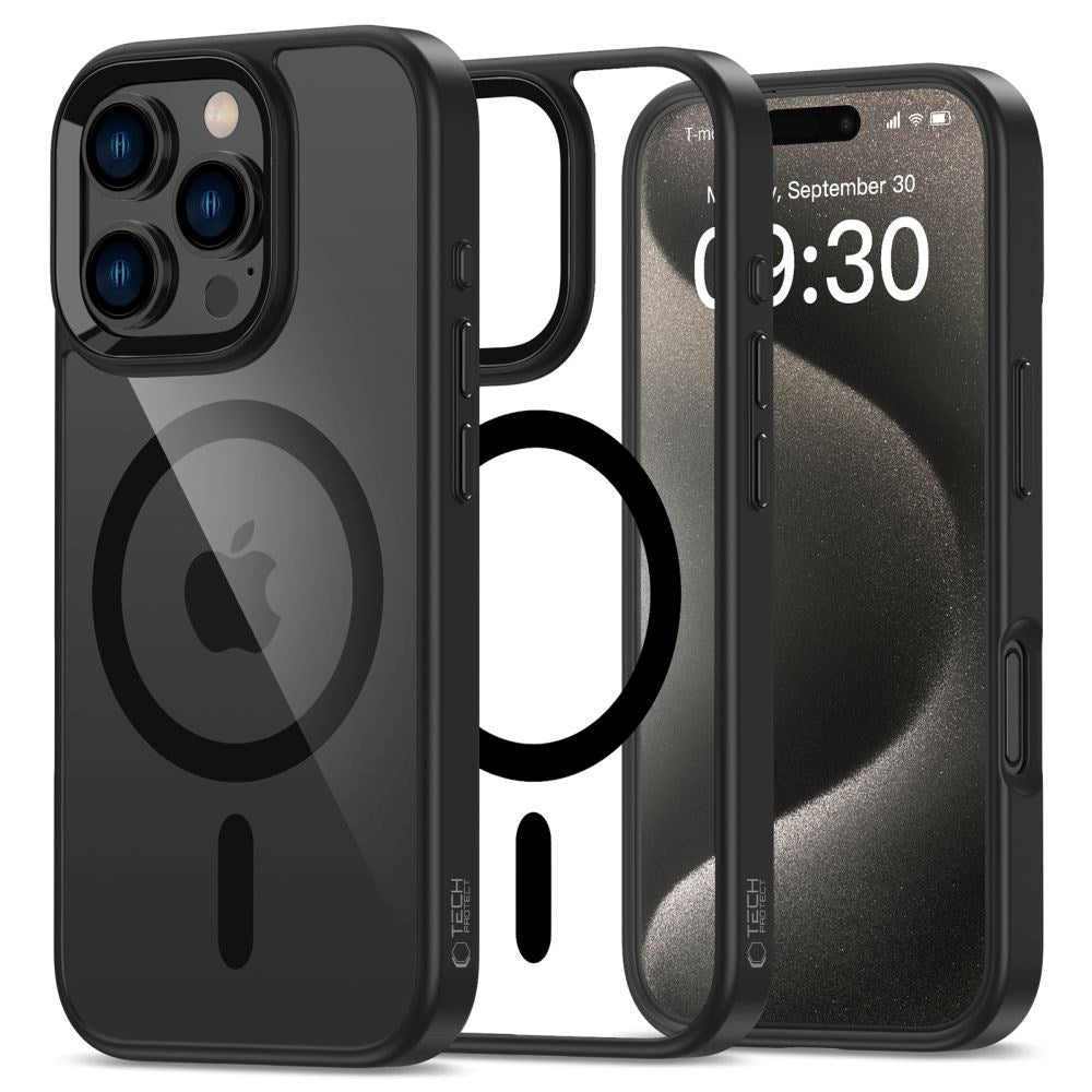 iPhone 16 Pro Tech-Protect MagMat Bakdeksel - MagSafe-kompatibel - Gjennomsiktig / Svart
