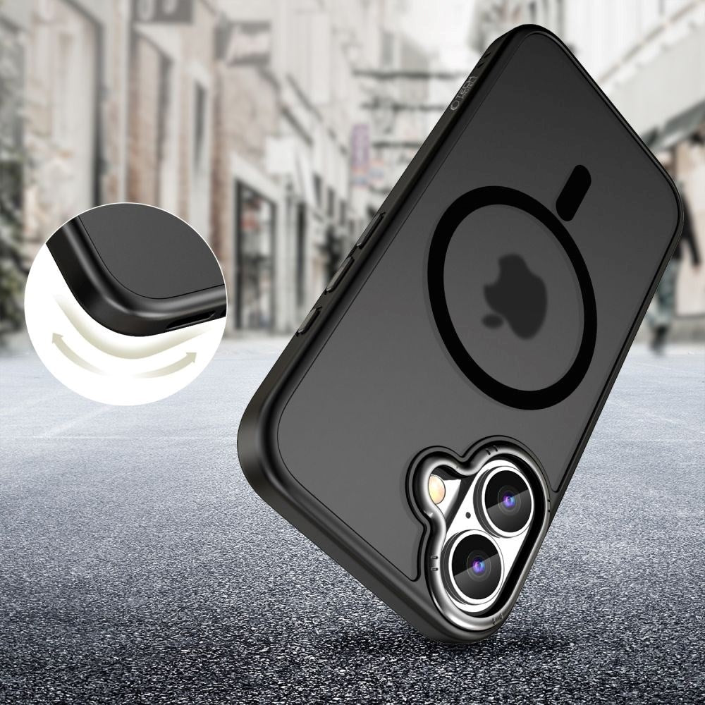 iPhone 16 Tech-Protect MagEdge Hybrid mobildeksel inkl. Kamerabeskyttelse - MagSafe-kompatibel - Gjennomsiktig / Mattsvart