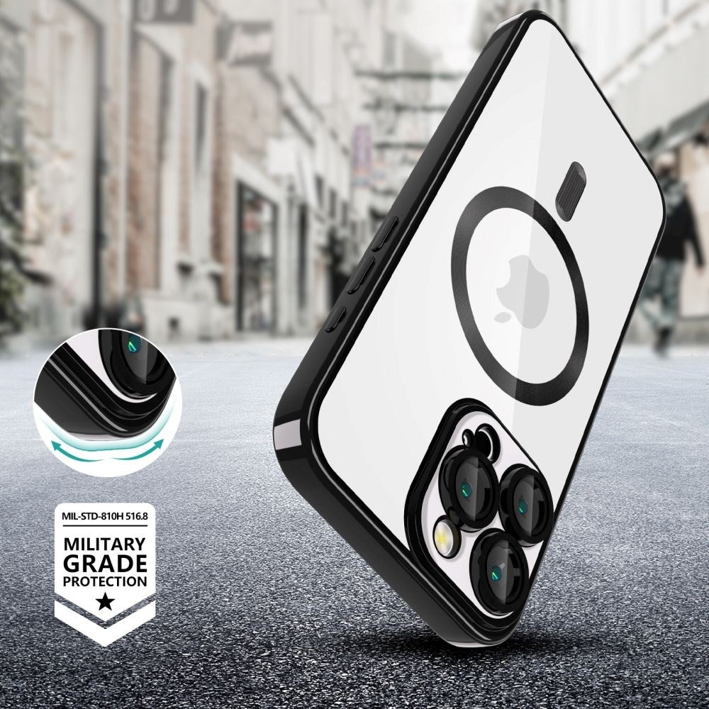 iPhone 16 Pro Max Tech-Protect Magmat Bakdeksel - MagSafe-kompatibel - Gjennomsiktig / Svart