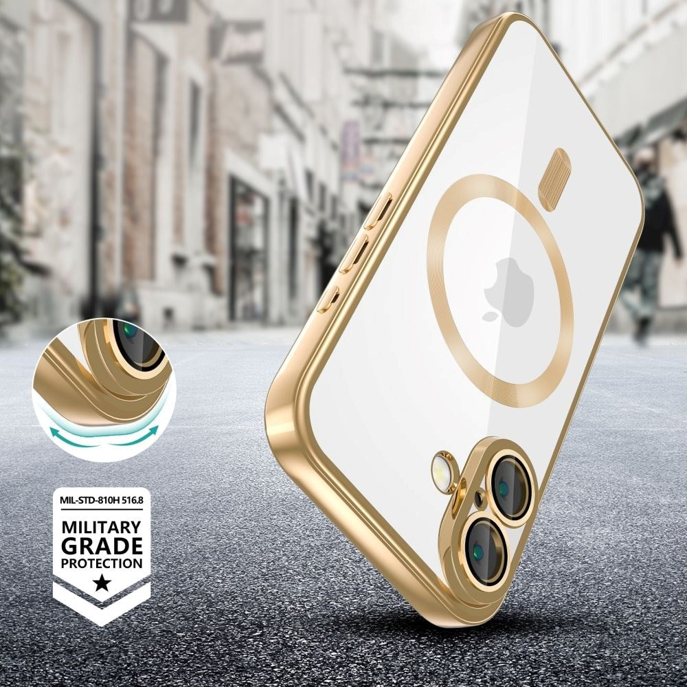 iPhone 16 Tech-Protect Magmat Bakdeksel - MagSafe-kompatibel - Gjennomsiktig / Gull