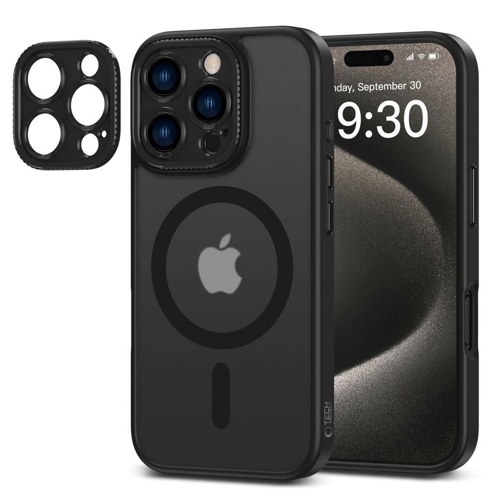 iPhone 16 Pro Tech-Protect Magcam Bakdeksel - MagSafe-kompatibelt - Matt Svart