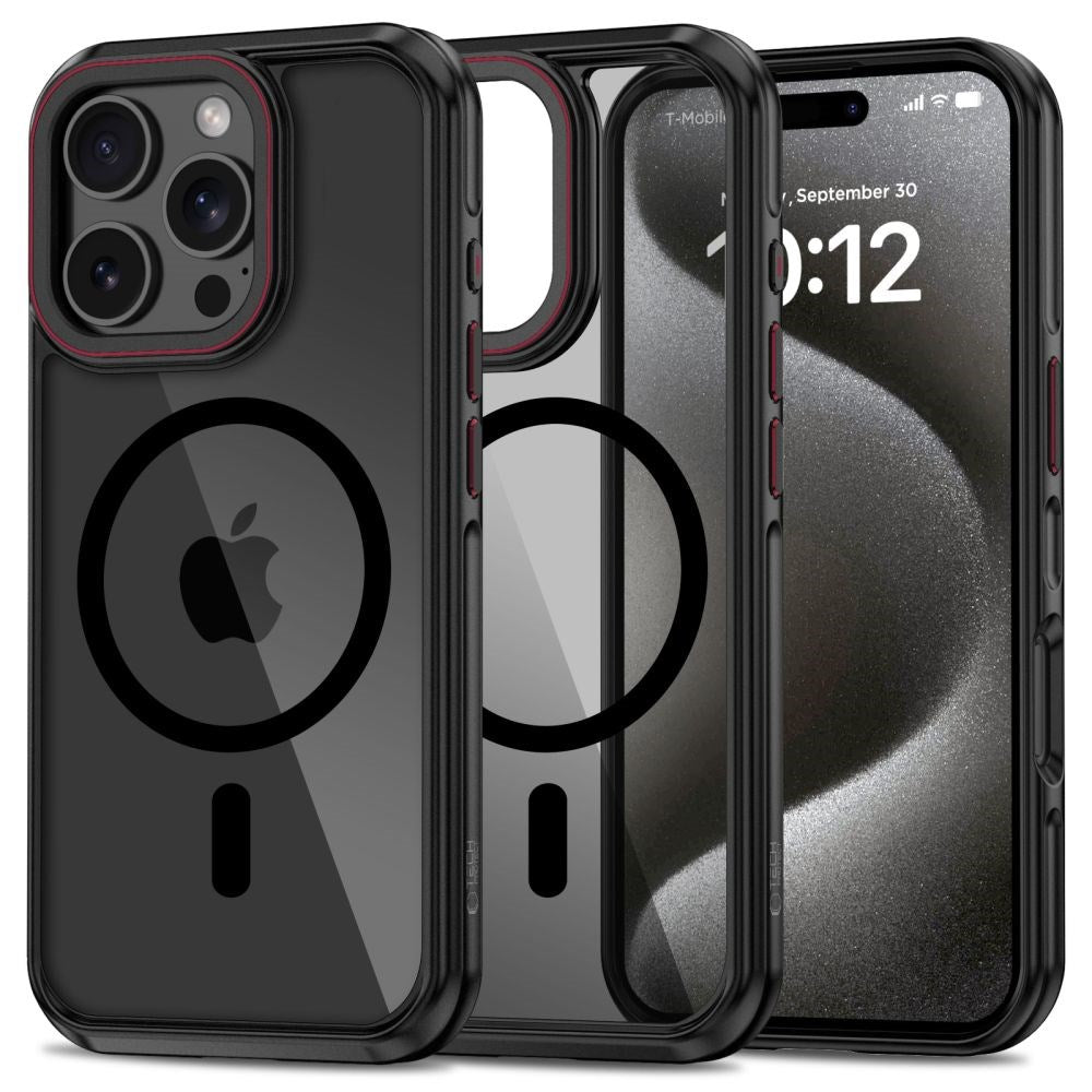 iPhone 16 Pro Max Tech-Protect Maghybrid Bakdeksel - MagSafe-kompatibel - Svart / Rød
