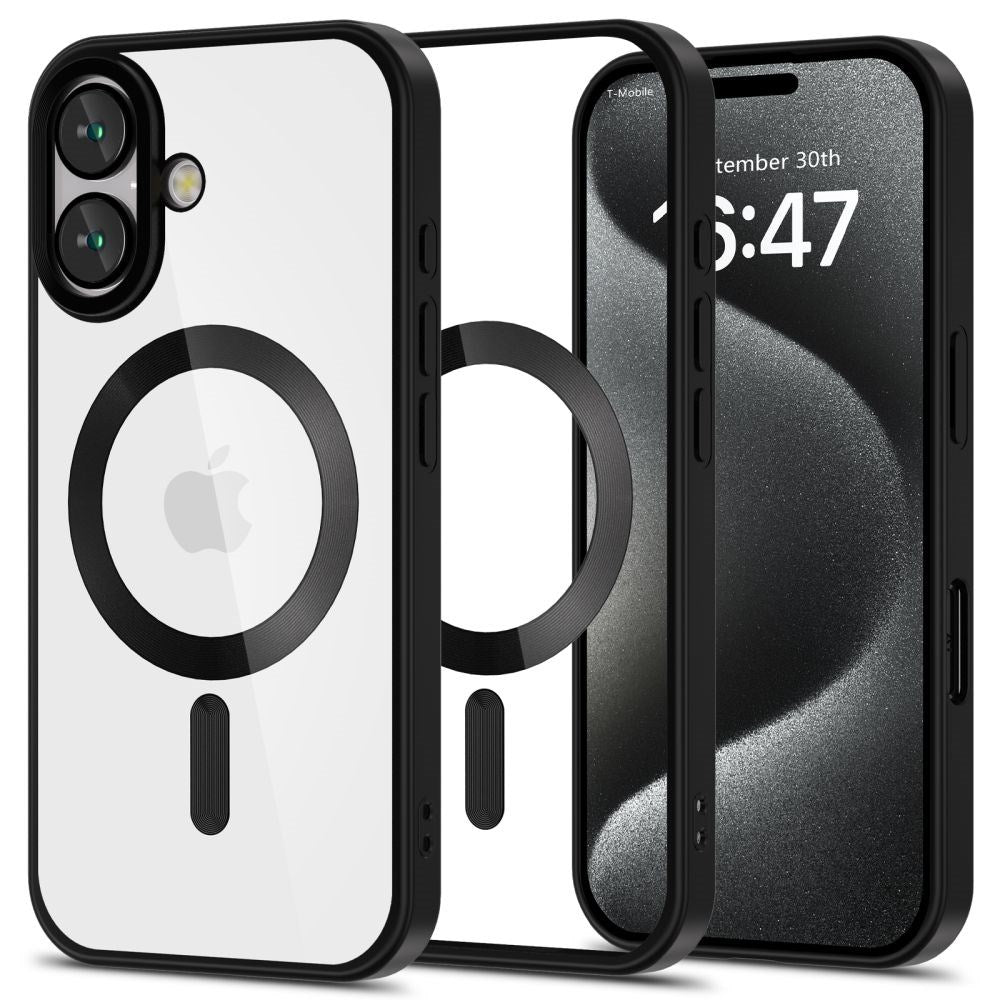 iPhone 16 Tech-Protect Magflex mobildeksel - MagSafe-kompatibel - Gjennomsiktig / Satin Black