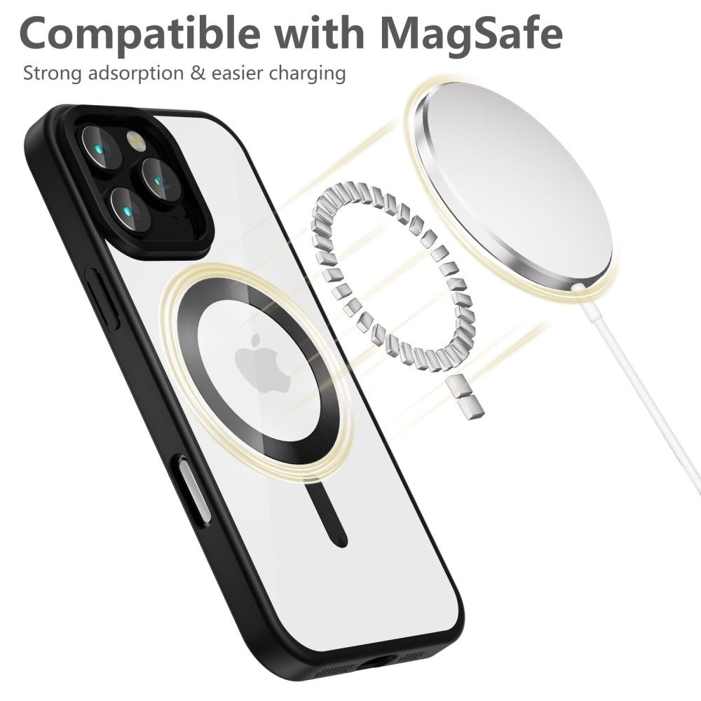 iPhone 16 Pro Tech-Protect Magflex mobildeksel - MagSafe-kompatibel - Gjennomsiktig / Satin Black