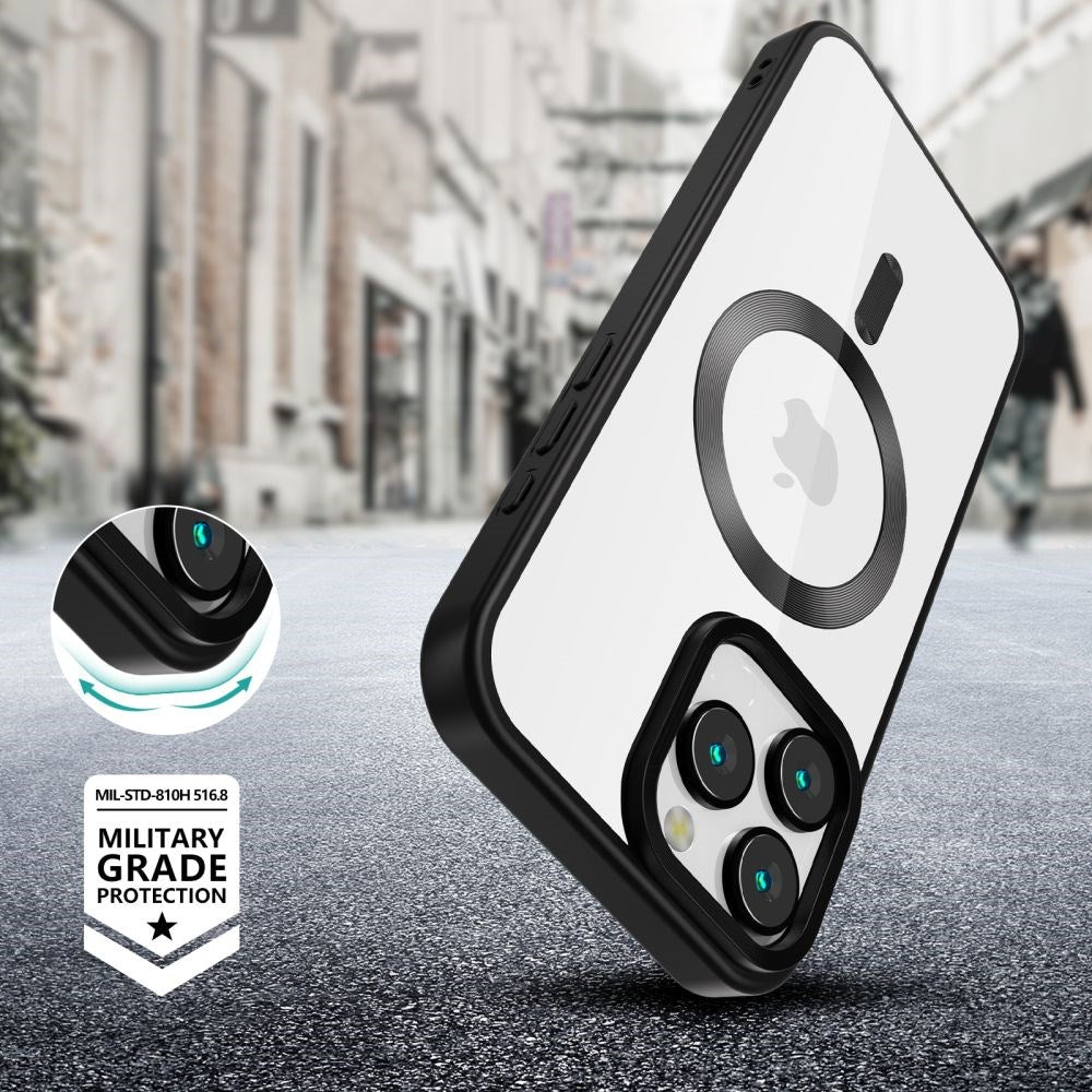 iPhone 16 Pro Max Tech-Protect Magflex Mobil Cover - MagSafe Kompatibel - Gennemsigtig / Satin Sort