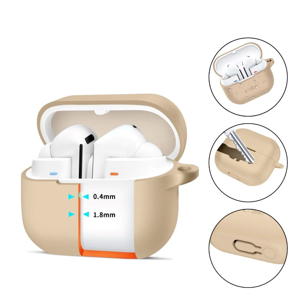 Tech-Protect Samsung Galaxy Buds 3/3 Pro silikonkrokdeksel med karabinkrok - Beige