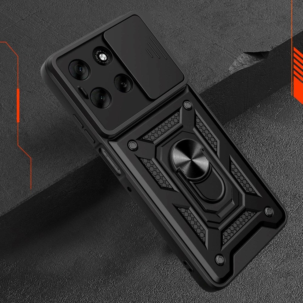 Motorola Moto G56 Tech-Protect Case m. Magnetisk Fingerring - Camslider - Ståfunktion - Sort