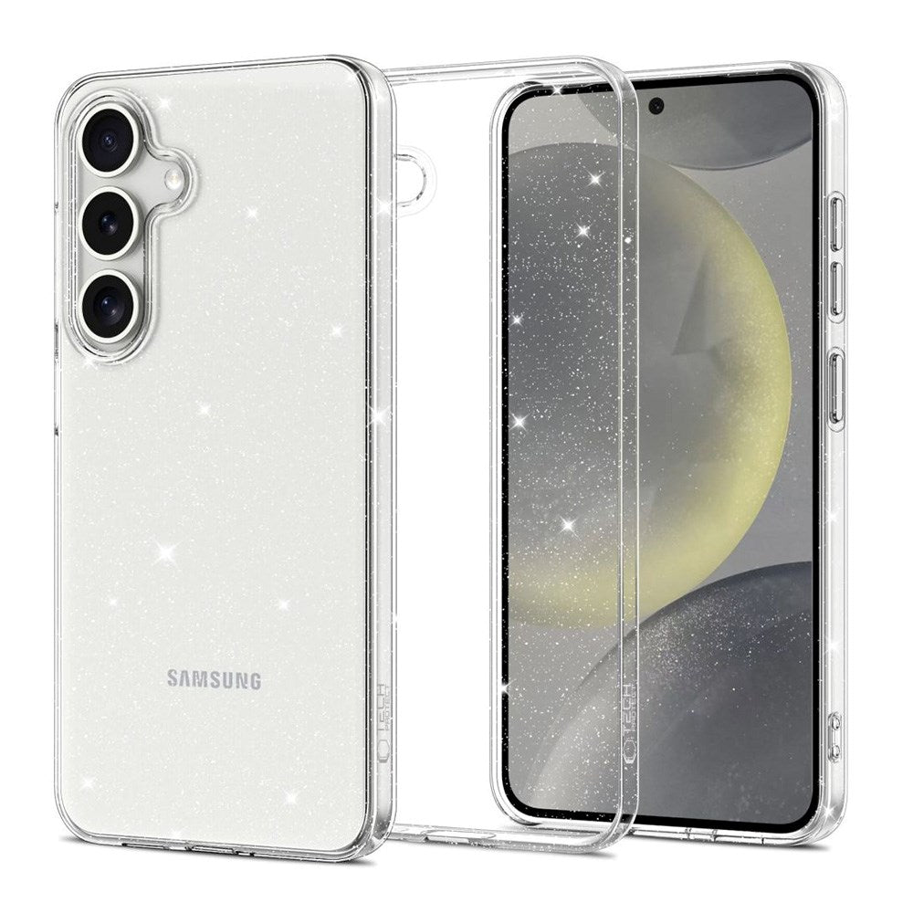 Samsung Galaxy S25 Tech-Protect Flexair fleksibelt plastbakdeksel - Gjennomsiktig / glitter